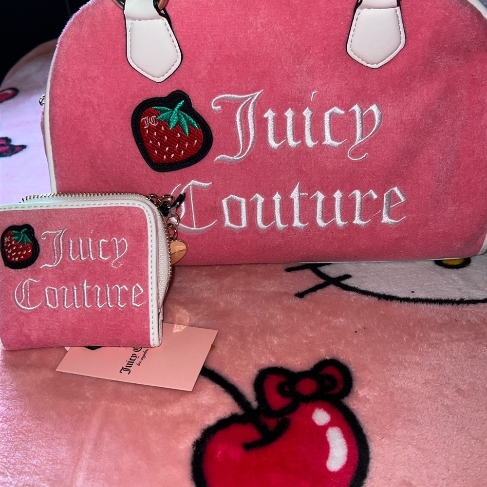Juicy Couture Pink Bag and Wallet with Strawberry Patch